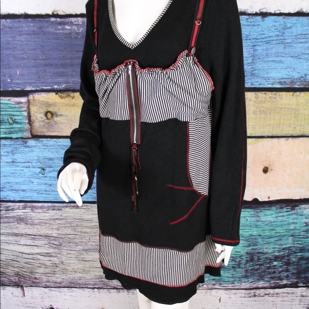 STRIPED PATCHWORK KNIT DRESS